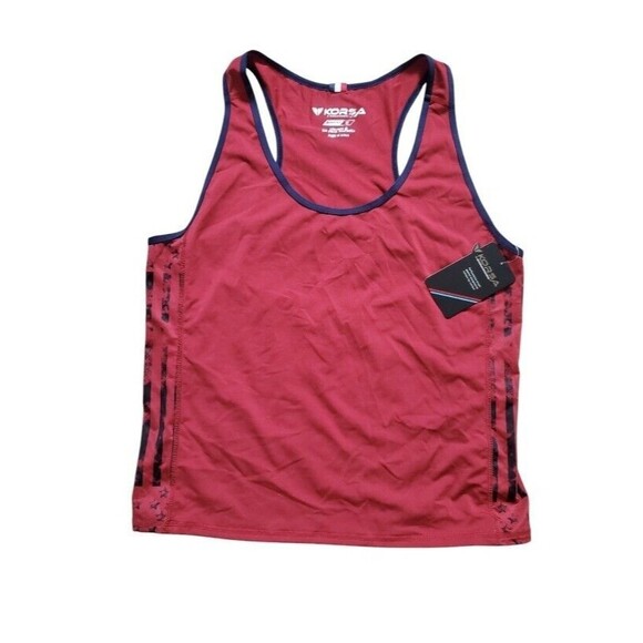 Korsa Roadrunner Tank Top Women Medium Crop Red Run Hike Yoga Sleeveless NWT - Picture 1 of 5